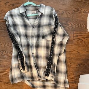 Furst of a kind Black & Gray Plaid oversized Button-Up Shirt